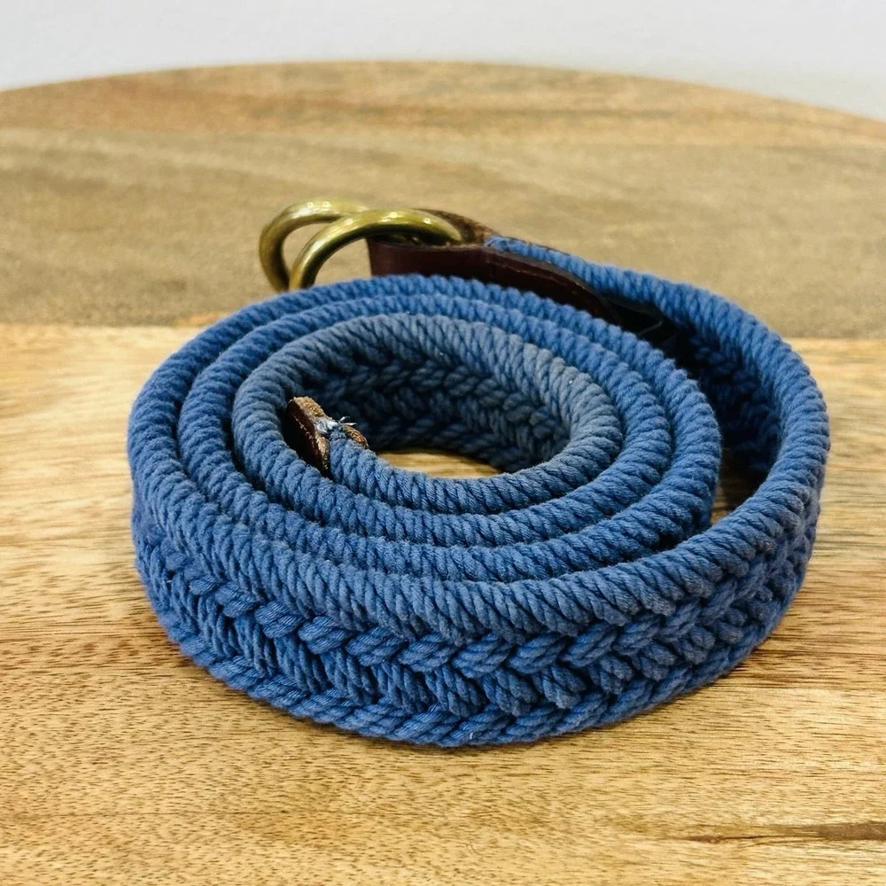 Brooks Brothers blue webbed d ring belt Men's Size Medium Overall Length 46